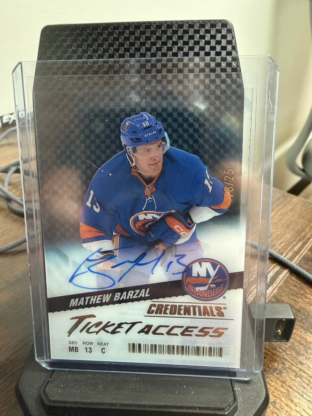 2024-25 upper deck credentials Mathew Barzal ticket access auto