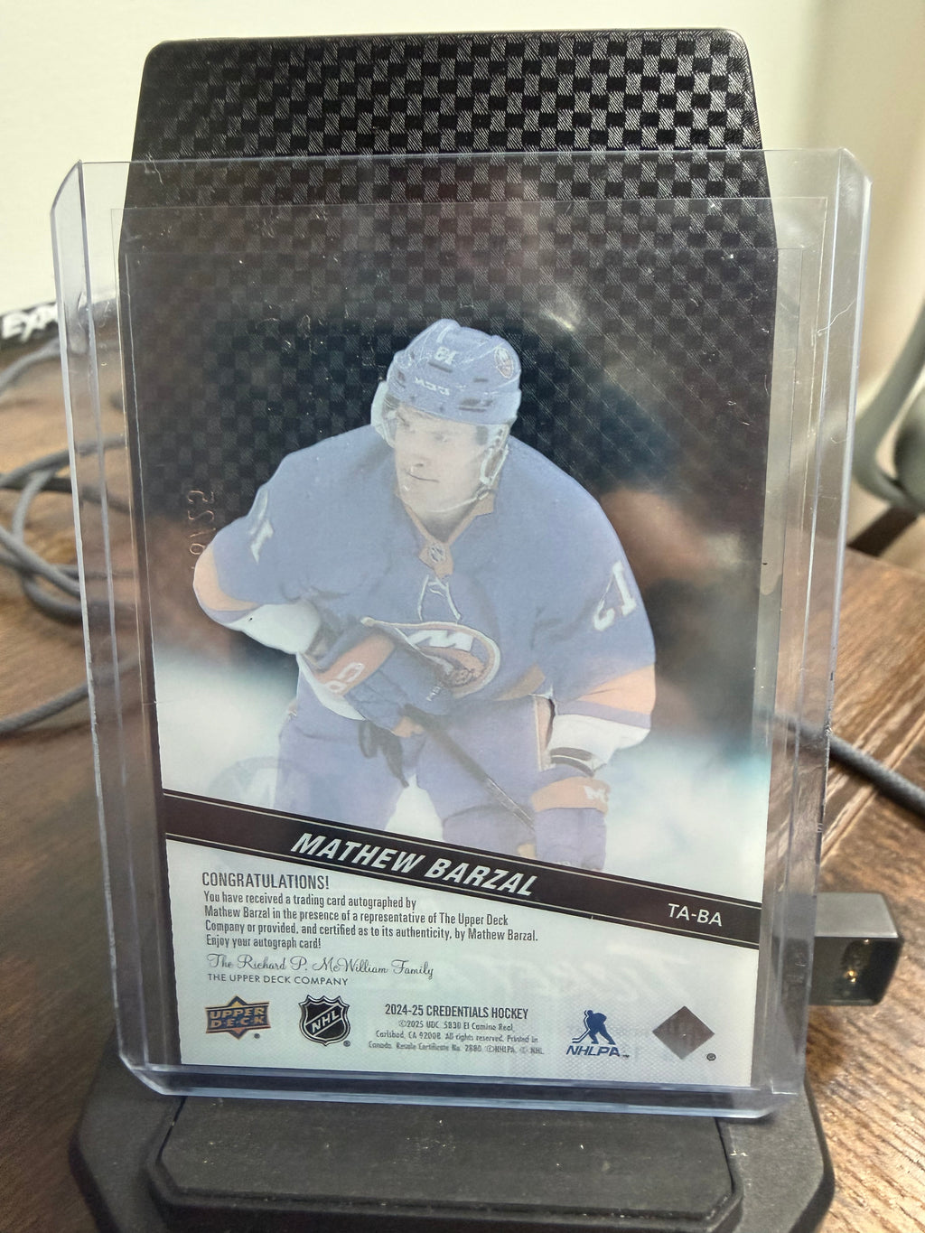 2024-25 upper deck credentials Mathew Barzal ticket access auto