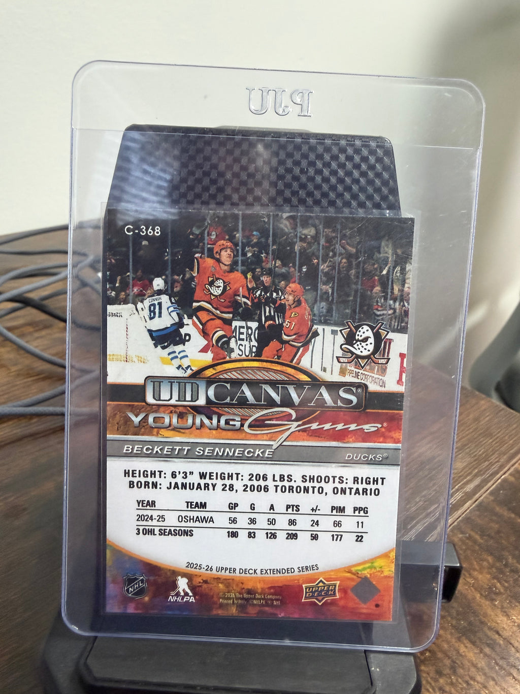 2025-26 upper deck Beckett Sennecke ud canvas young guns