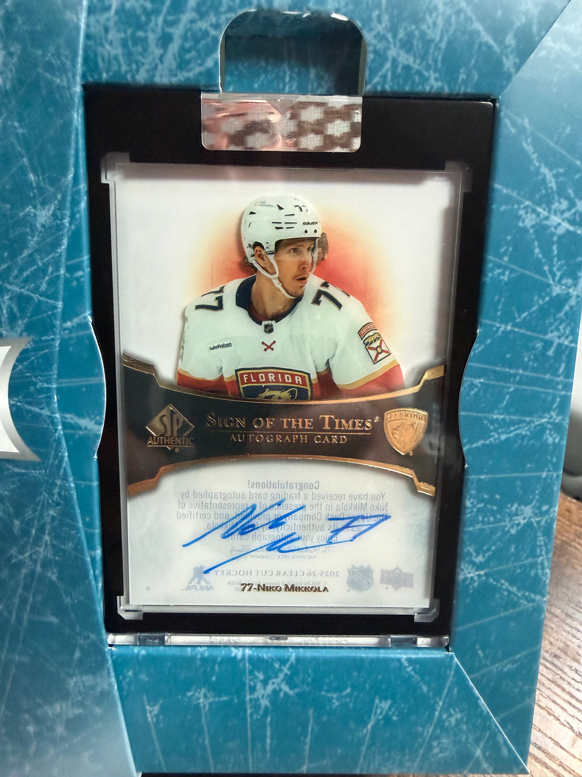 2025-26 upper deck clear cut sign of the times Niko Mikkola autograph!