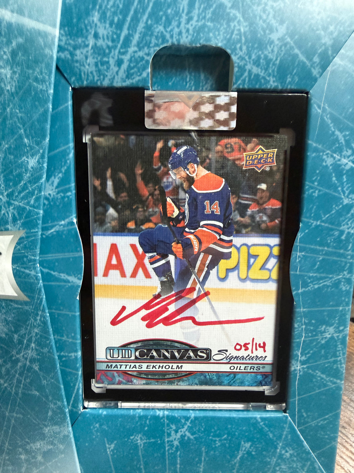 2025-26 upper deck clear cut UD canvas signatures red ink Mattias Ekholm!