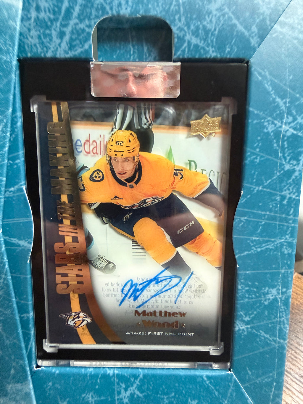 2025-26 upper deck clear cut stars in the making Matthew Wood autograph!