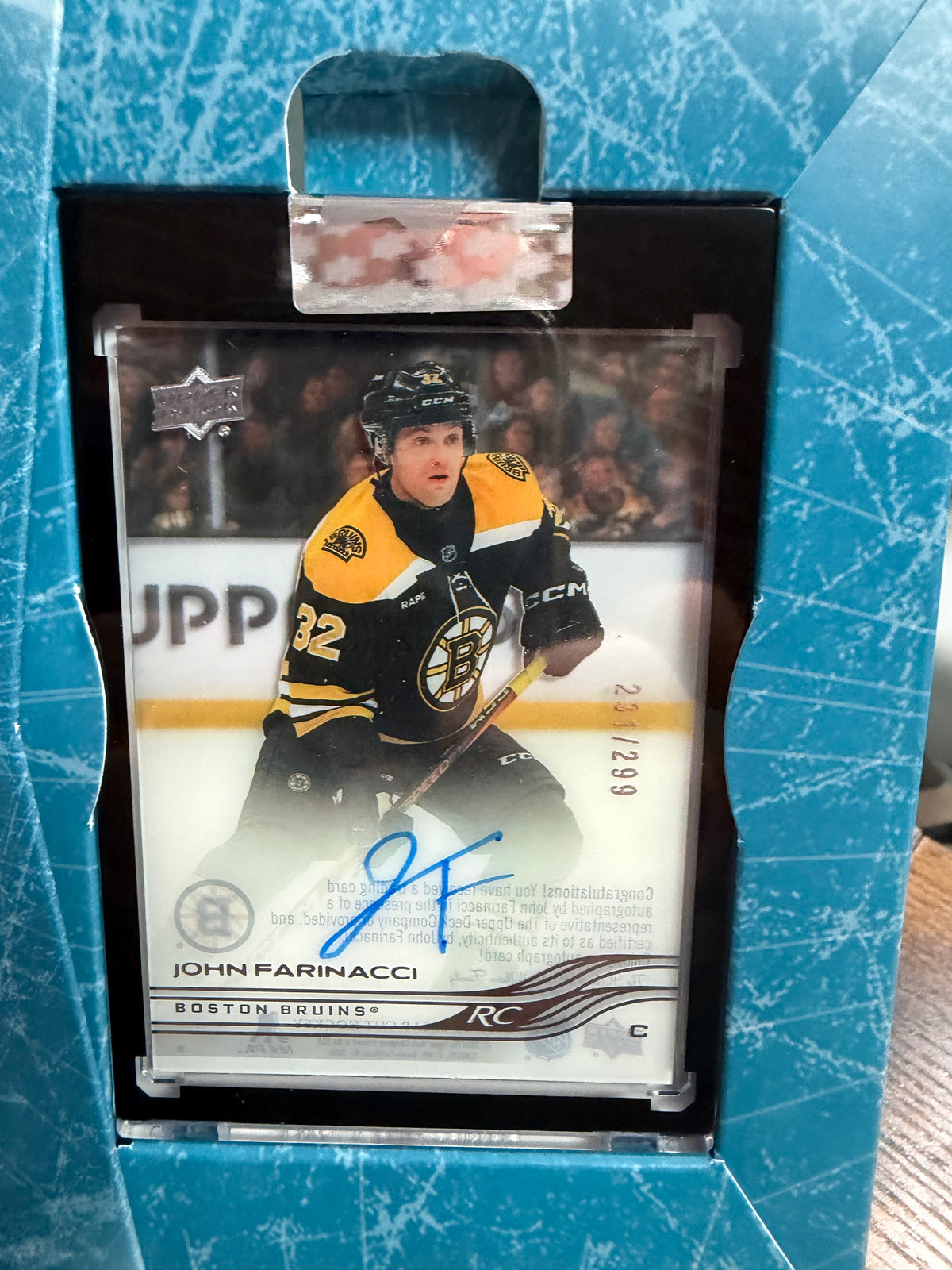 2025-26 upper deck clear cut John Farinacci!