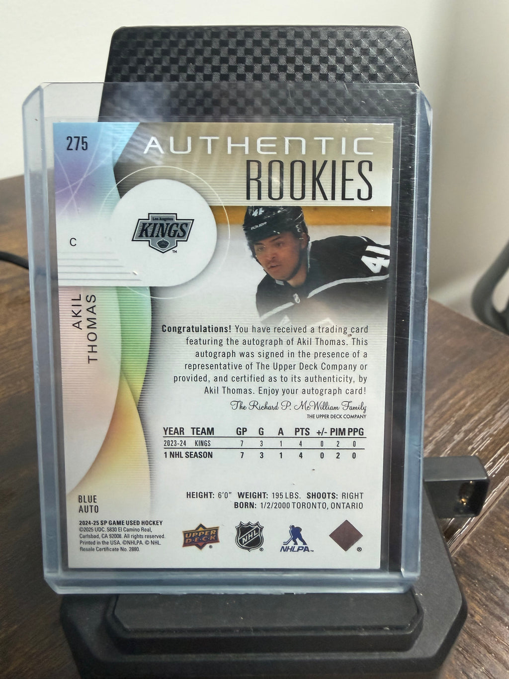 2024-25 SP game used blue auto authentic rookies Akil Thomas