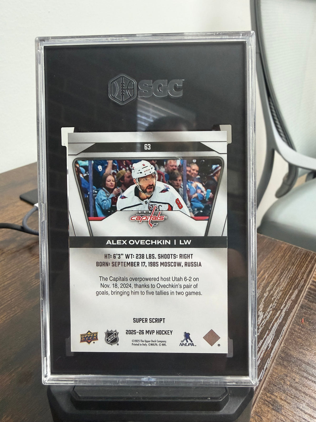 2025-26 upper deck MVP Alex Ovechkin SUPER SCRIPT #63!!