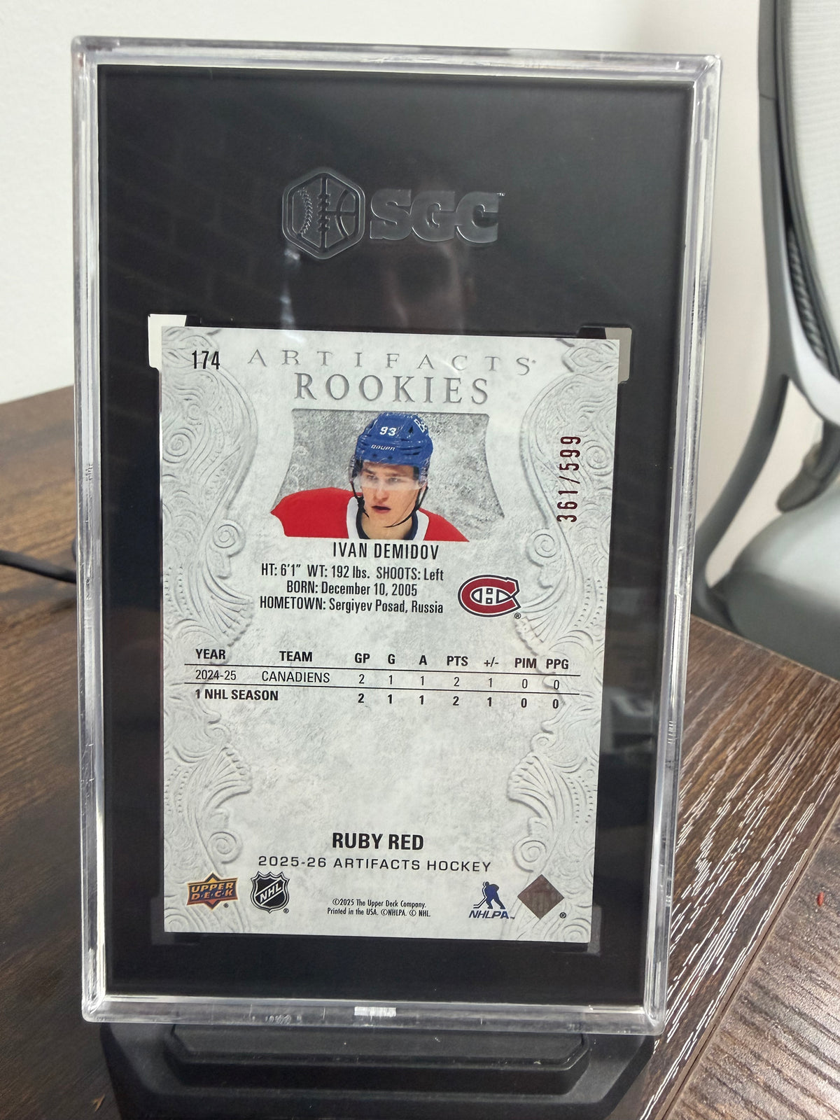 2025-26 upper deck artifacts #174 Ivan Demidov ruby red