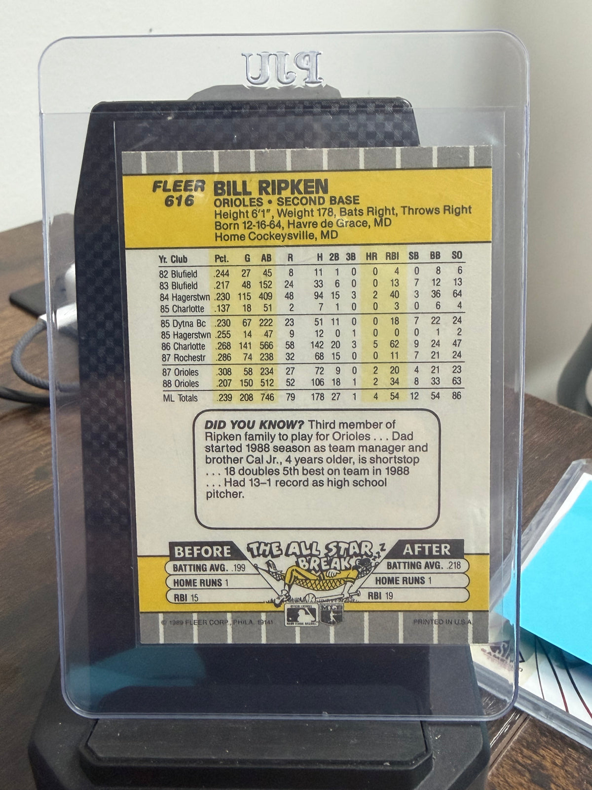 1989 FLEER Bill Ripkin #616 error card FF