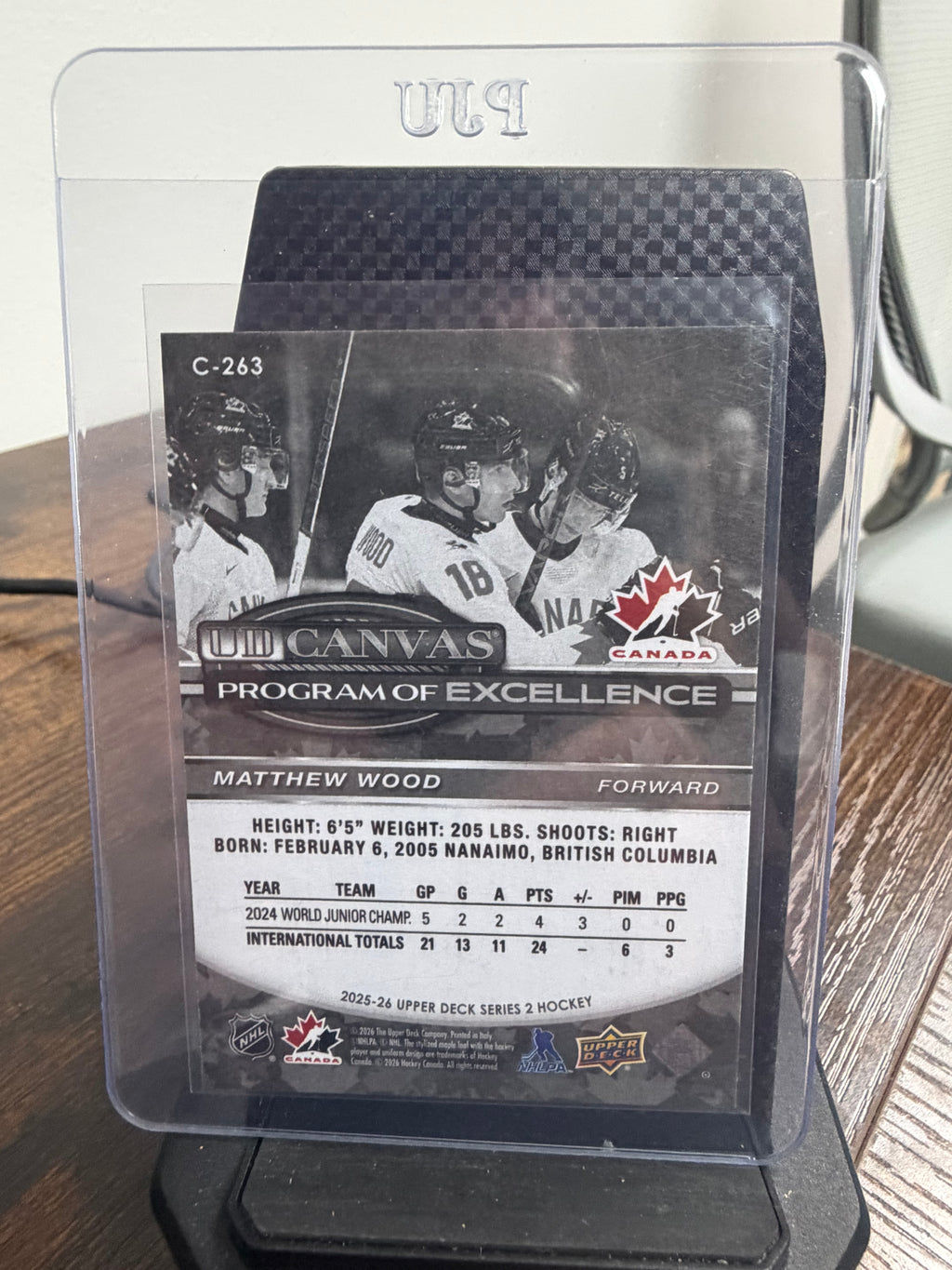 2025-26 upper deck series 2 UD canvas  Program of excellence black/white Matthew wood