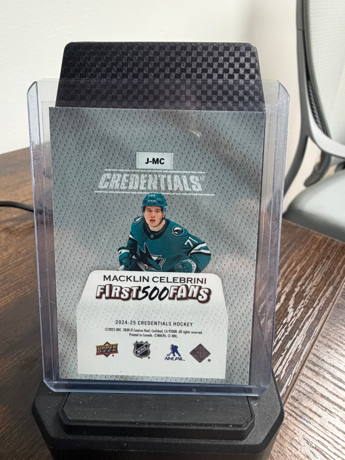 2024-25 credentials Macklin Celebrini first 500 fans J-MC