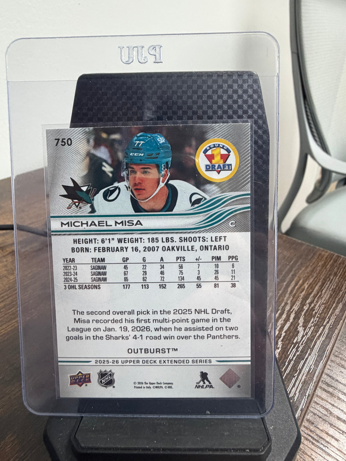 2025-26 upper deck extended series Michael Misa round 1 draft OUTBURST!