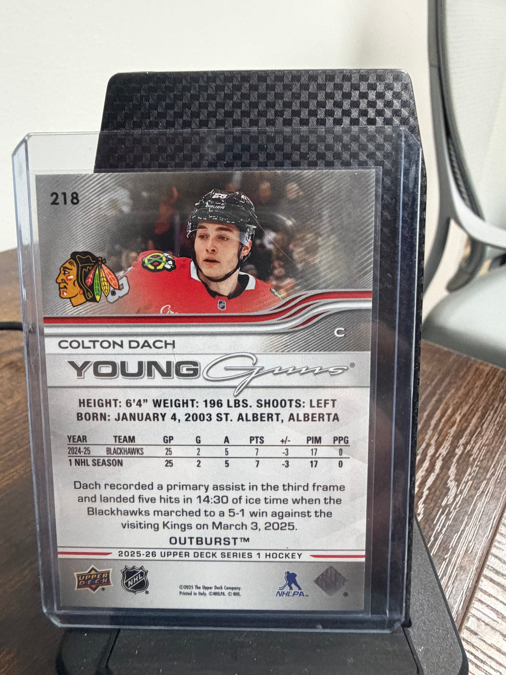 2025-26 upper deck series 1 Colton Dach young guns OUTBURST!