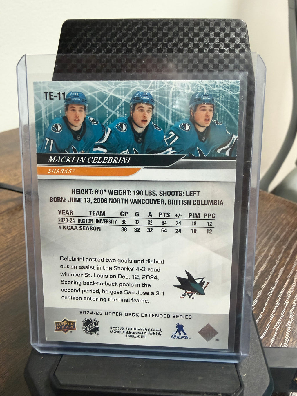 2024-25 upper deck extended series TE-11 Macklin Celebrini