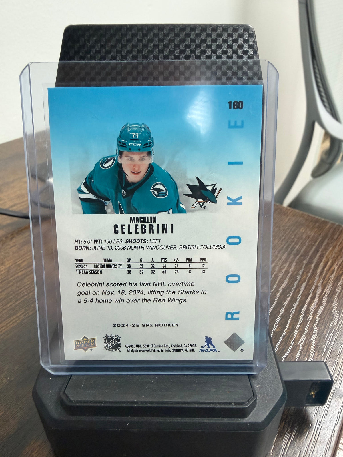 2024-25 SPx rookie Macklin Celebrini RC #160