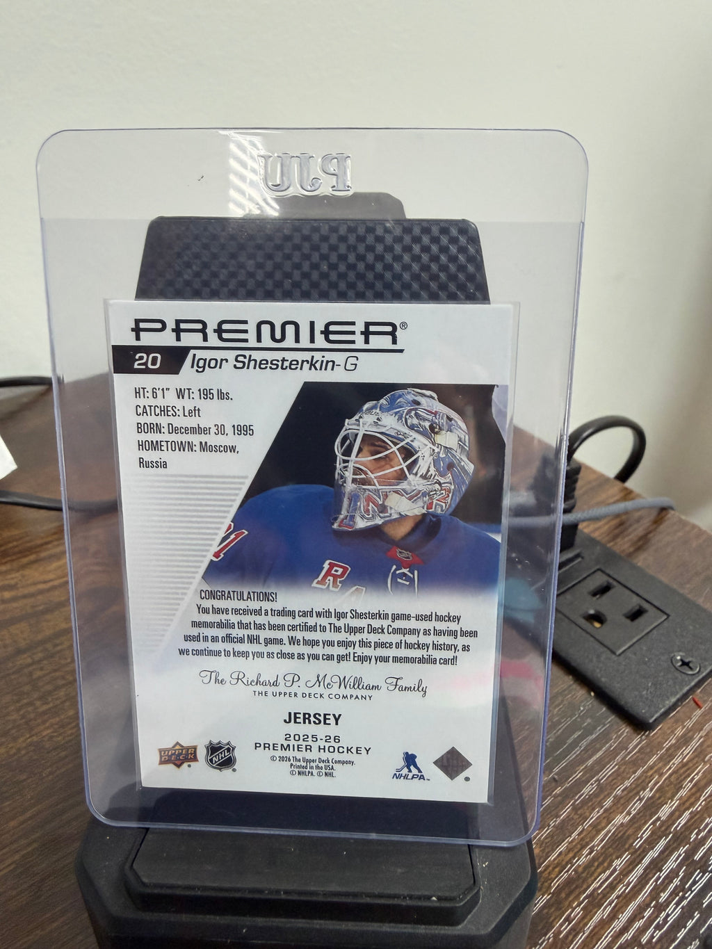 2026 upper deck premier Igor Shesterkin jersey