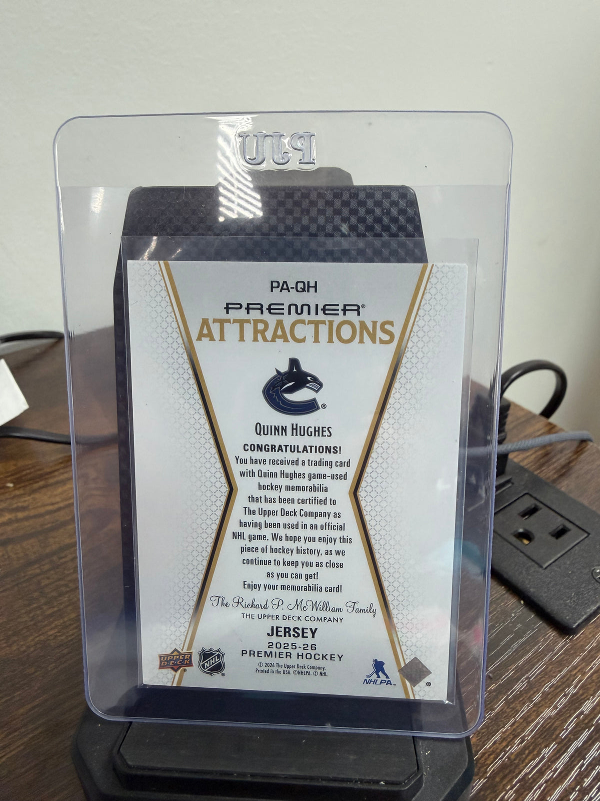 2026 upper deck premier Attractions Quinn Hughes 46/99