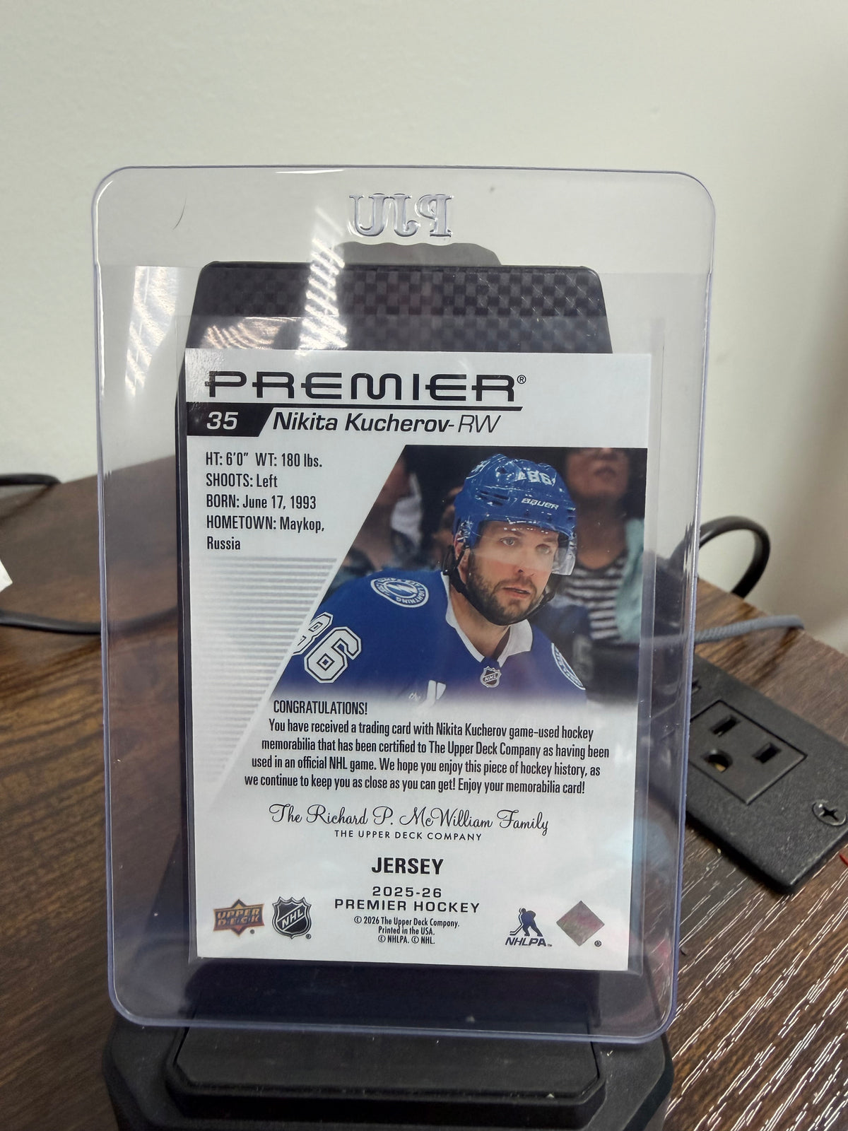 2026 upper deck premier Nikita Kucherov jersey!! Blue jersey