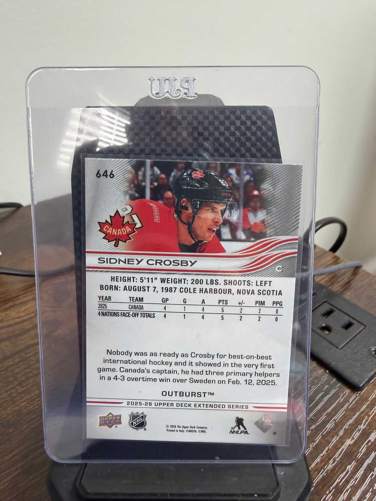 2025-26 upper deck extended series Sidney Crosby OUTBURST TEAM CANADA!!