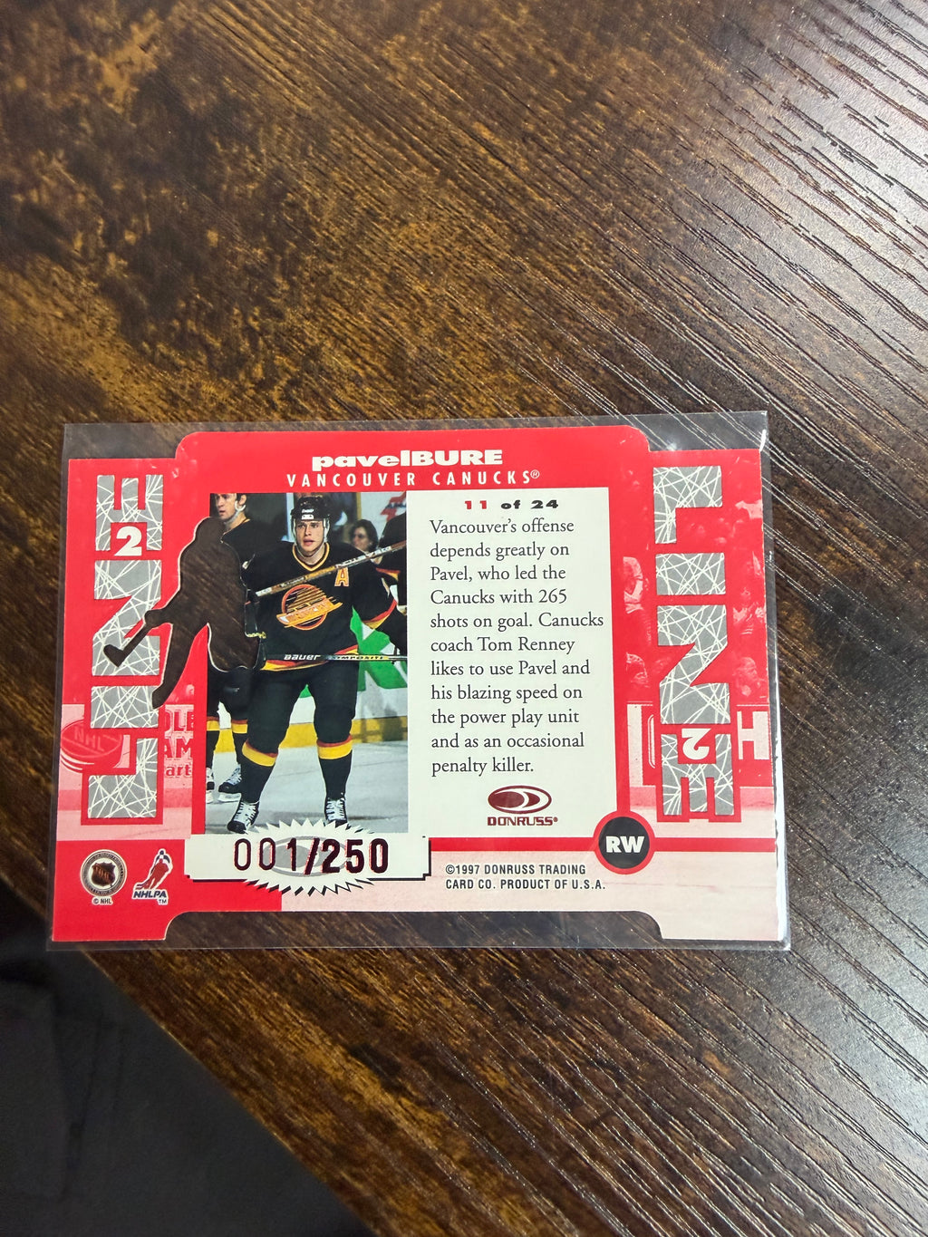 1997-98 Donruss "line 2 line" die-cut Pavel Bure 001/250